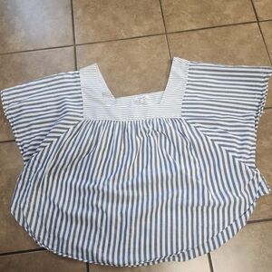 Madewell Navy and White Striped Butterfly Top 3x